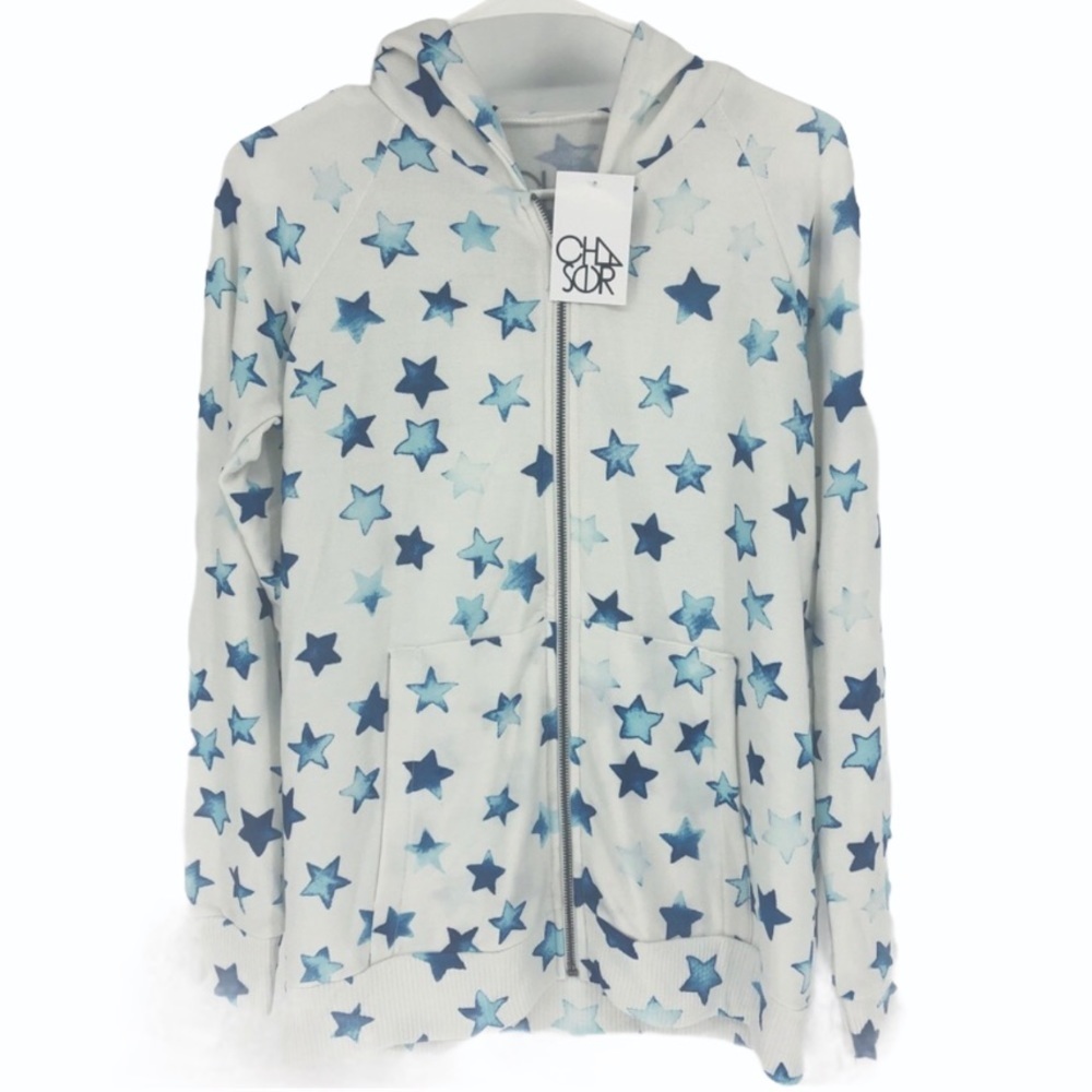 CHASER NWT INDIGO BLUE STAR HOODIE SWEATSHIRT S M